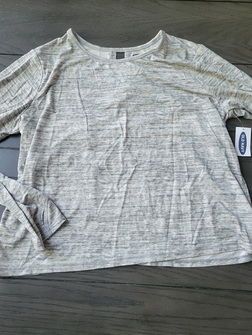 Nwt Old Navy Gray Heather Striped Long Sleeve Top